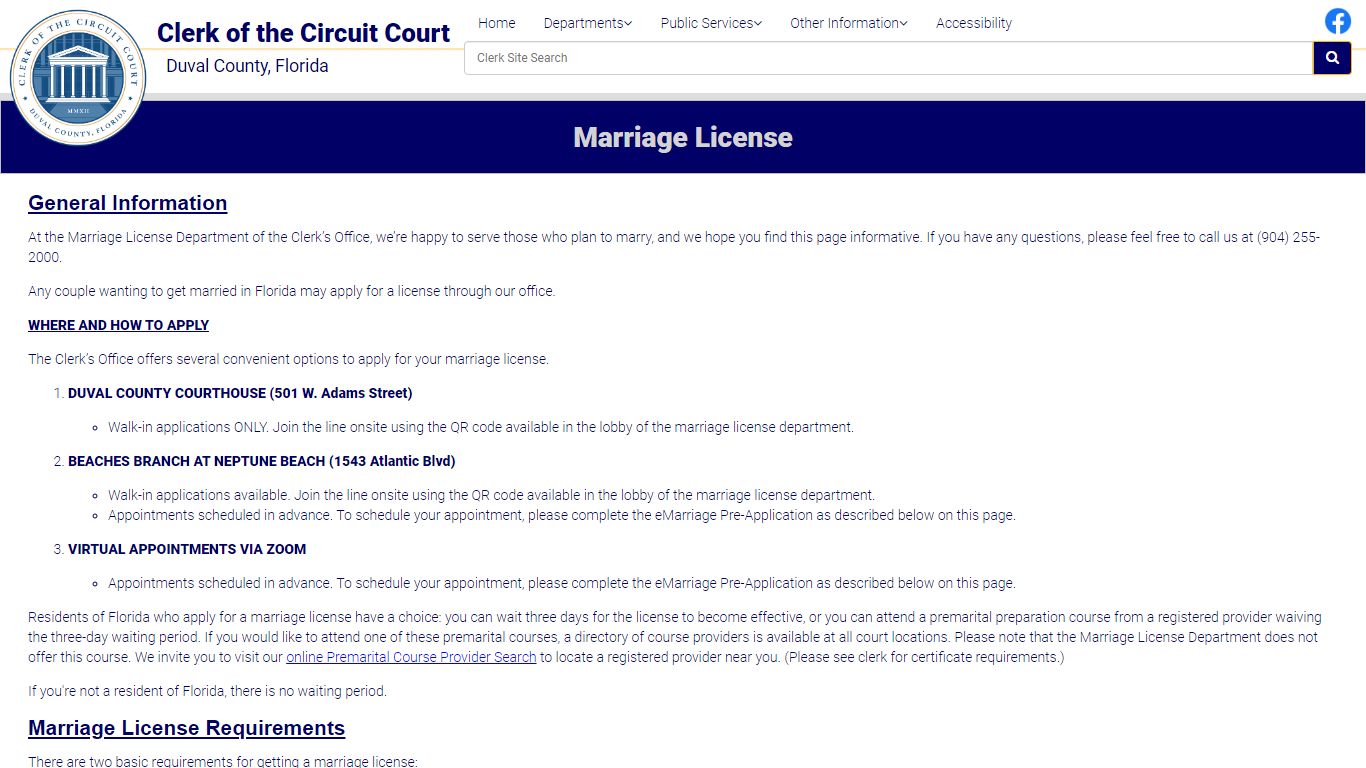 Marriage License - Duval County Clerk of Courts