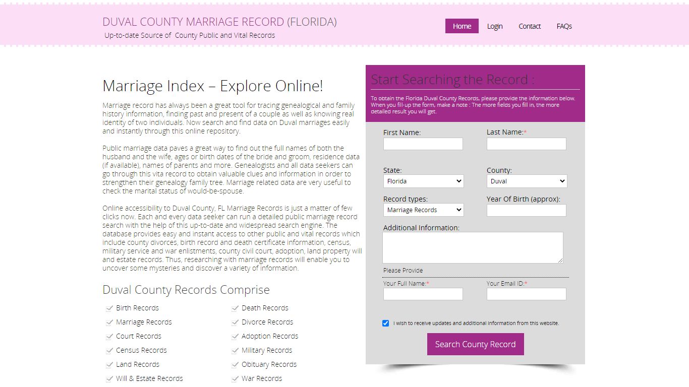 Public Marriage Records - Duval County, Florida