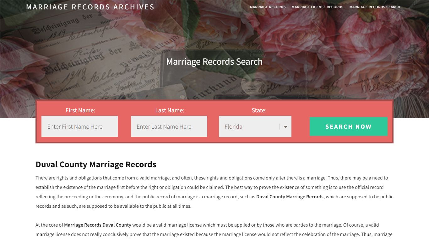 Duval County Marriage Records | Enter Name and Search | 14 ...