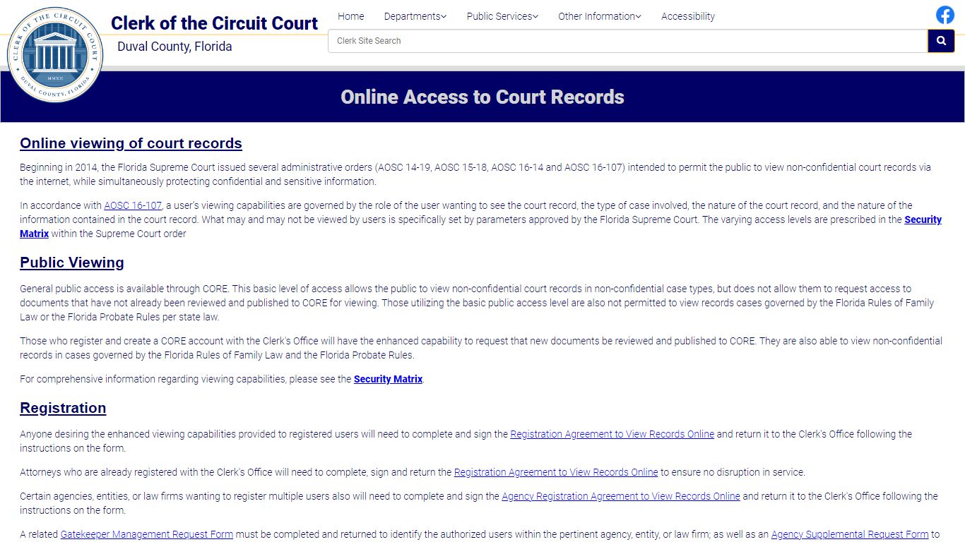 Online Access to Court Records - Duval County Clerk of Courts